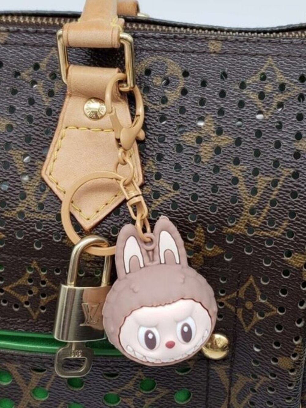 LV Authentic Gold Padlock 🔒 Key Set w/ Unbranded Labubu Keychain Charm - Picture 3 of 7